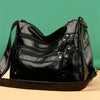 Women Shoulder Bag Large Capacity Washed Leather Messenger Bags Multi Zipper