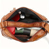 Women Shoulder Bag Large Capacity Washed Leather Messenger Bags Multi Zipper
