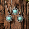 Fashion Turquoise Long Pendant Ear Rings Suit