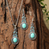 Fashion Turquoise Long Pendant Ear Rings Suit